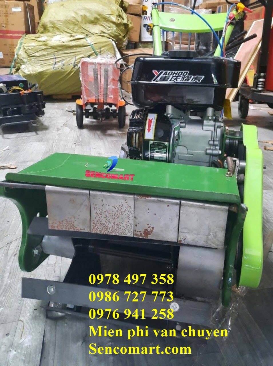 Máy phát cỏ trục băm, có chức năng xới xạc vun luống. Hàng nhập khẩu chạy xăng Yamaha 7HP