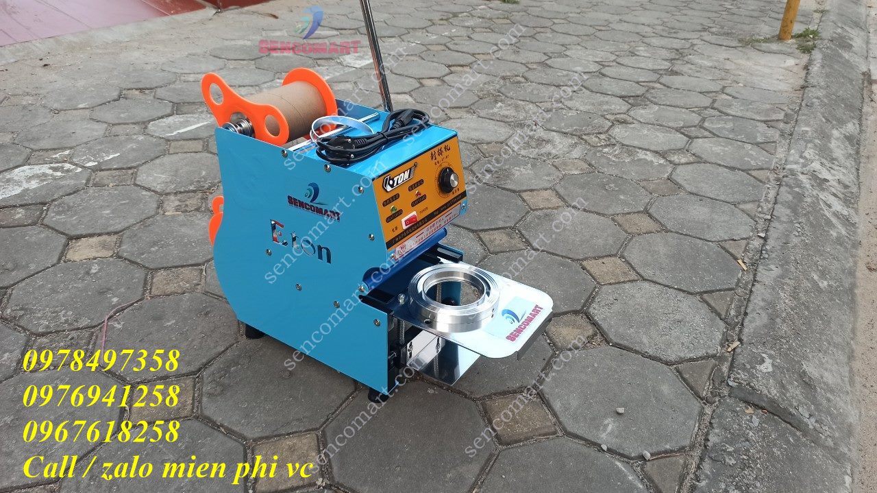 Máy dập miệng cốc, máy dán miệng cốc, dán ly