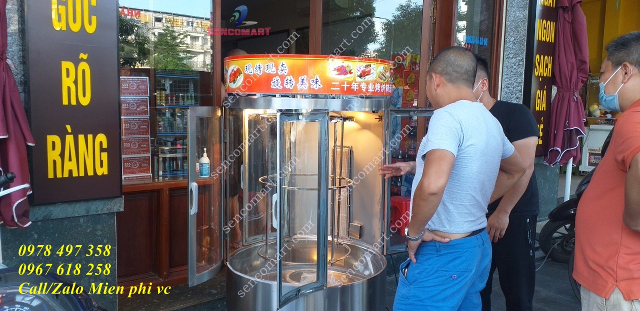 LÒ QUAY VỊT KÍNH 850 chạy than và gas đẹp long lanh dùng cho nhà hàng