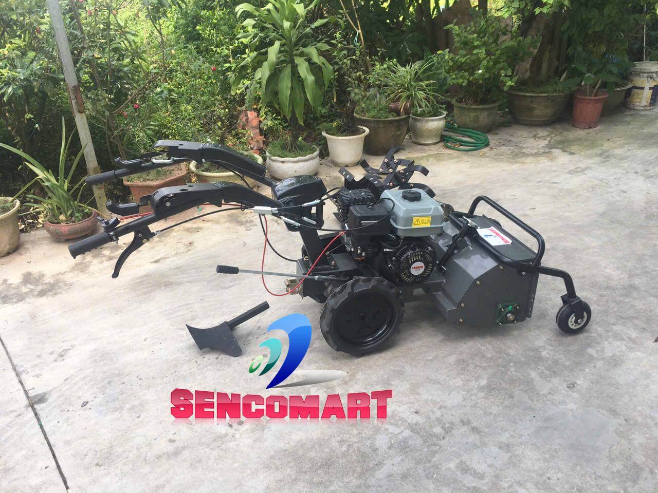 Máy làm cỏ trục băm dùng động cơ xăng 7 ngựa