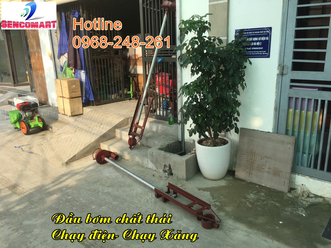 Máy hút bùn cần cứn 2m tận dụng động cơ đang  có