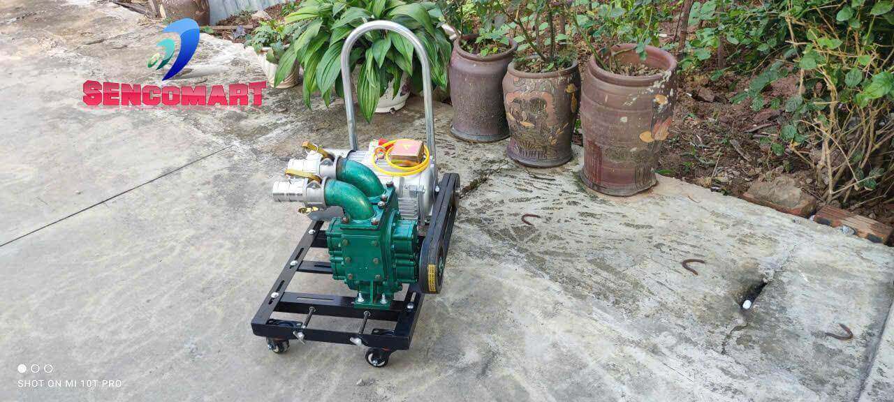 Thanh lý máy bơm bùn 3.5kW 220V: Họng xả 50, tua chậm, thiết kế cửa ngang.