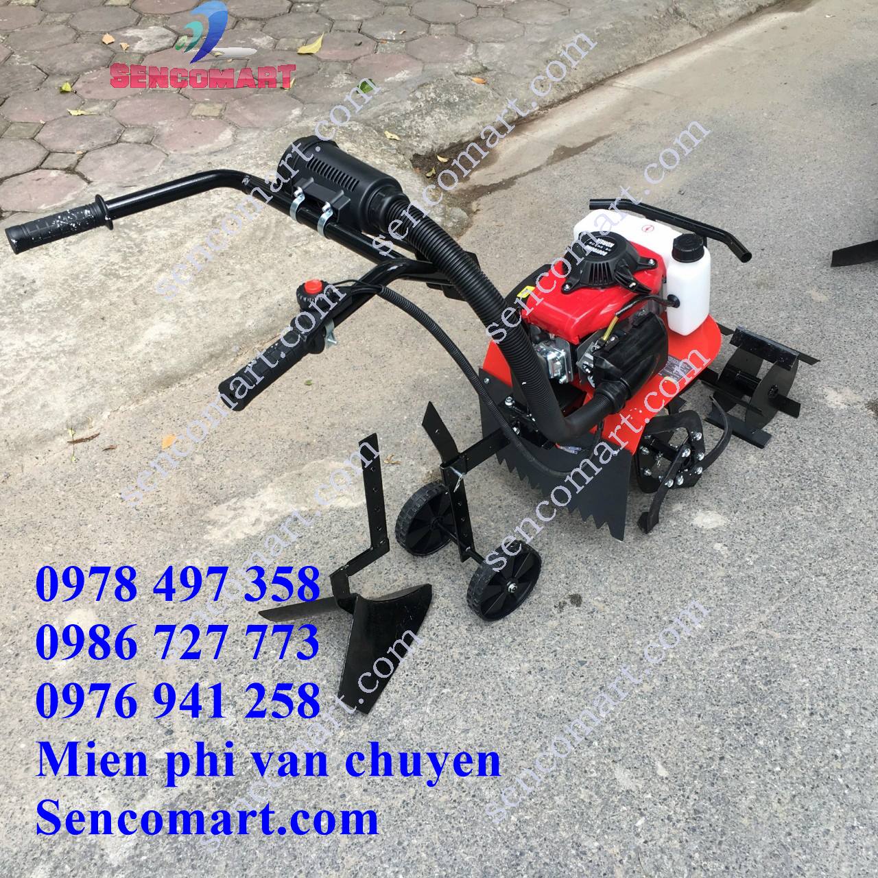 Máy xới đất, máy cày mini vun luống ngô gia đình. Dùng động cơ xăng 4 thì nhẹ, nhỏ, gọn