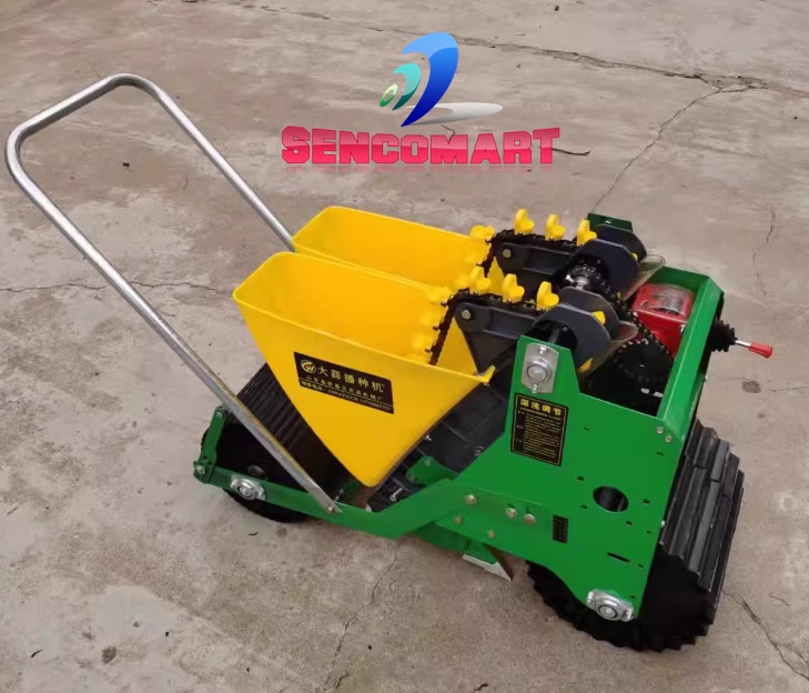 Máy gieo tỏi hạt 2 hàng chạy ắc quy, trồng tỏi hạt 2 hàng SENCO-T2H