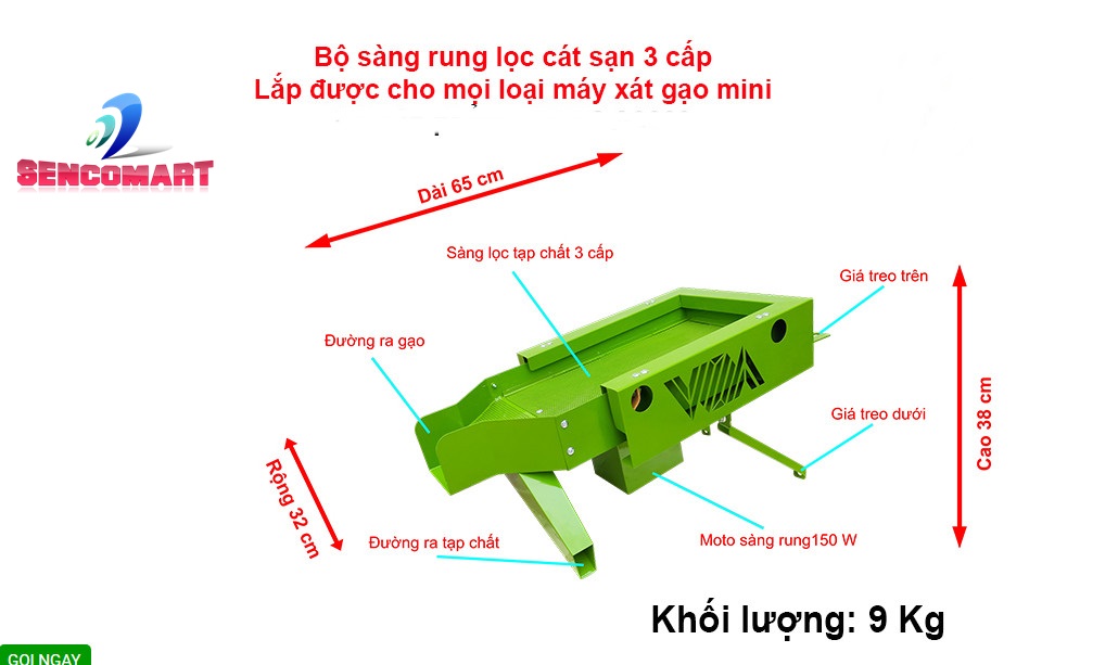 Bộ Sàng Lọc Sạn 3 Cấp Lắp Cho Mọi Loại Máy Xát Gạo