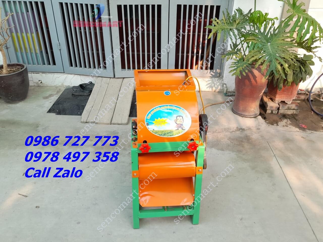 Máy bóc vỏ tách hạt ngô liên hoàn động cơ 3HP Toàn Phát