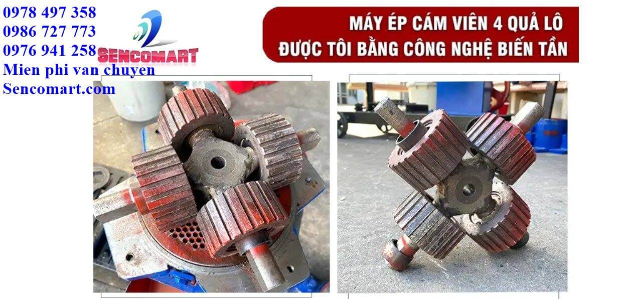Máy nén cám viên 4 quả lô dây curoa, công nghệ mới nhất 2024 tại Sencomart