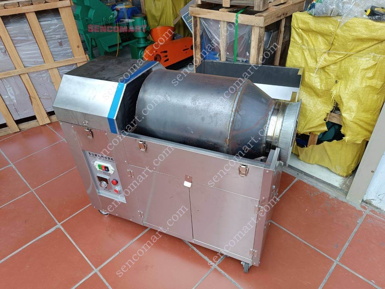 Máy Rang Hạt Đa Năng Chạy Gas 15KG Bo Viền Kèm Lưới Lọc