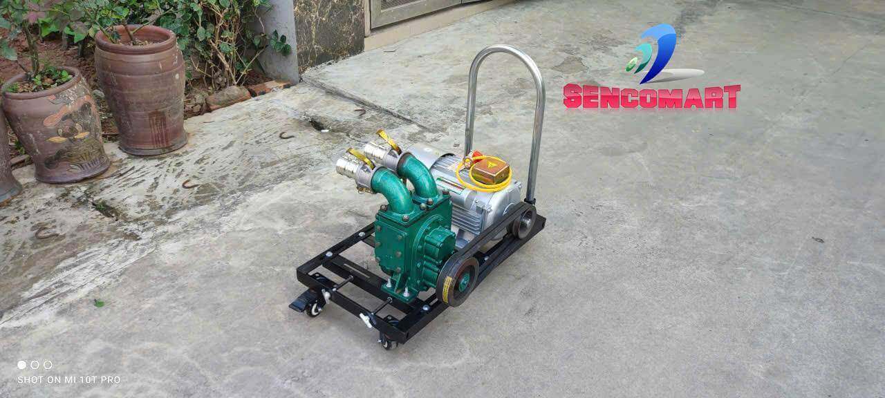 Bơm bùn đặc chuyên dụng: Công suất 3.5kW, điện 1 pha, họng 50, tua chậm.