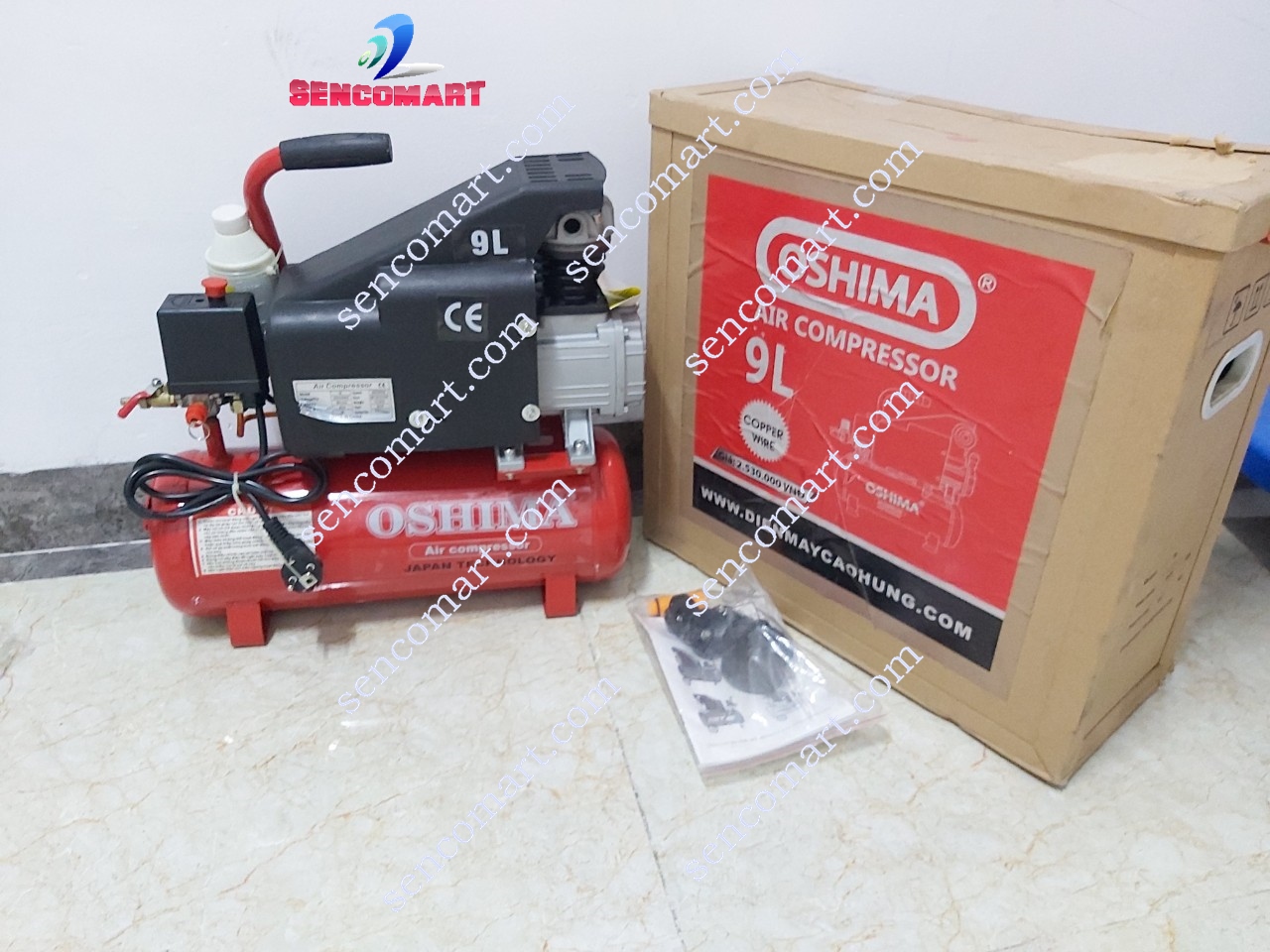 Máy nén khí trực tiếp Oshima 9 lít nhanh- Máy nén khí có dầu oshima 9L