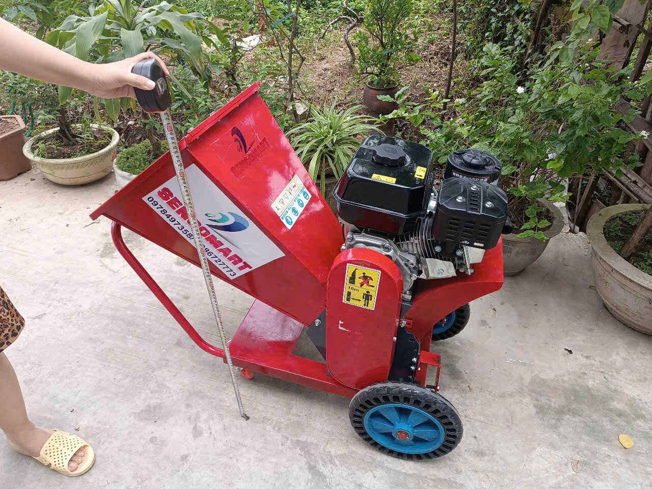 Máy Nghiền Tàu Dừa, Băm Cành Cây Chạy Xăng 7HP Yamaha