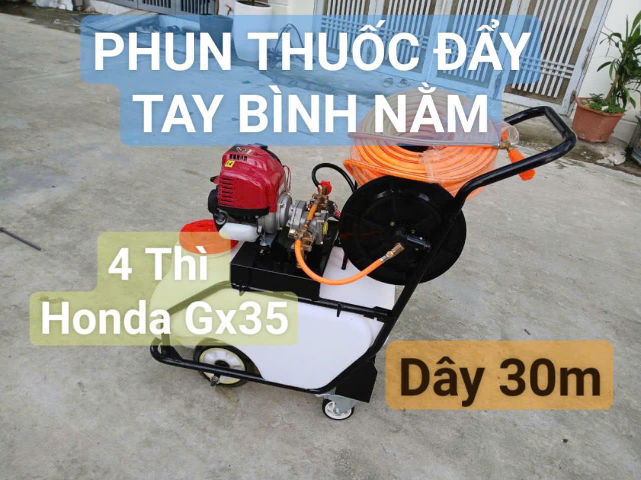 BÌNH PHUN THUỐC XE ĐẨY 50L HONDA GX35 LOẠI BÌNH NẰM