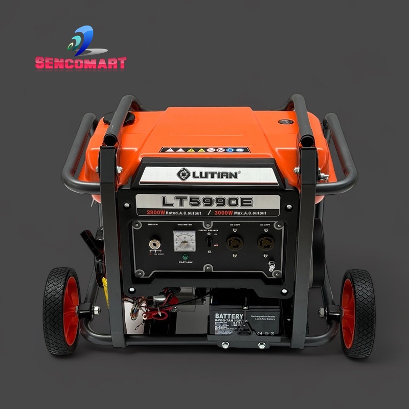 Máy phát điện 3kw đề nổ Lutian LT5990E bánh xe di chuyển