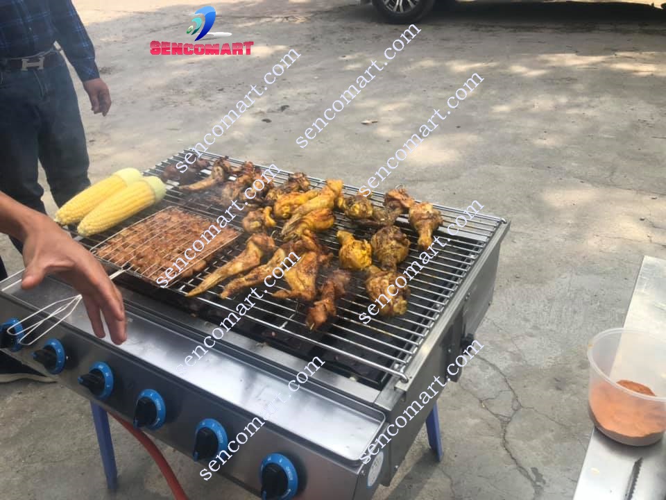 Bếp Nướng Gas Không Khói Nướng Hàu, Thịt Xiên... Hàng Chính Hãng 6 Đầu Đốt Nhỏ