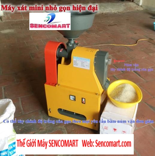 Máy xát gạo mini liên hoàn - Máy xát gạo mini Sencomart giá tốt