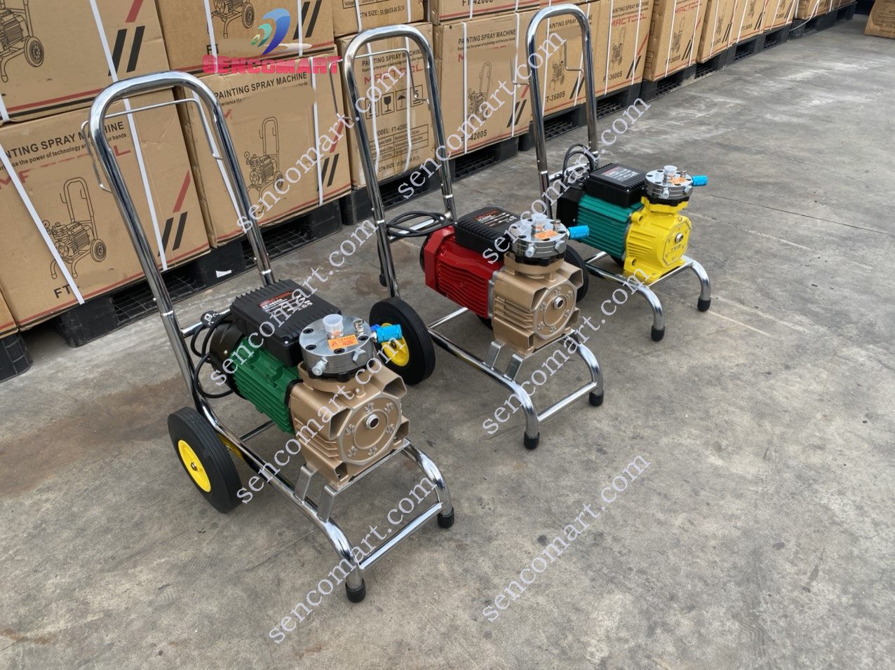 Máy Phun Sơn PS-3000W Khung inox Bánh Xe Tay Đẩy
