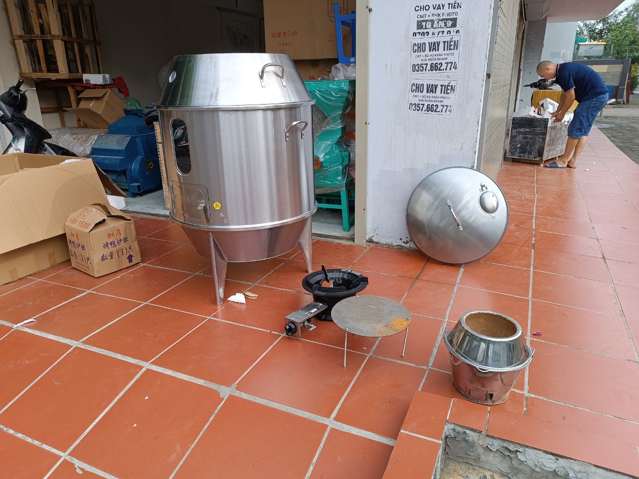 Lu Nướng, Lò Nướng Gà Vịt Phi 80 Bằng Gas Than Có Cửa Sổ Kính Theo Dõi