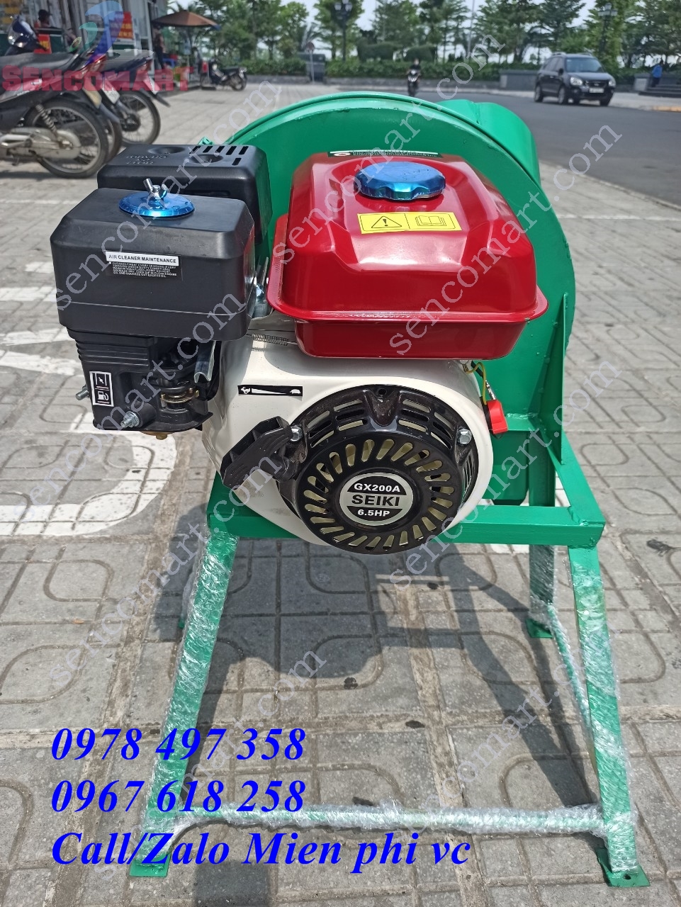 Máy thái chuối mịn chạy xăng, máy băm rau bèo cỏ voi chạy xăng 5HP