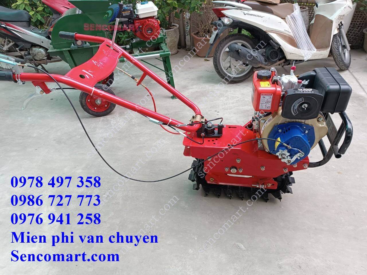 Máy cày bánh xích công nghệ mới có đề nổ. Dùng động cơ dầu kama 173