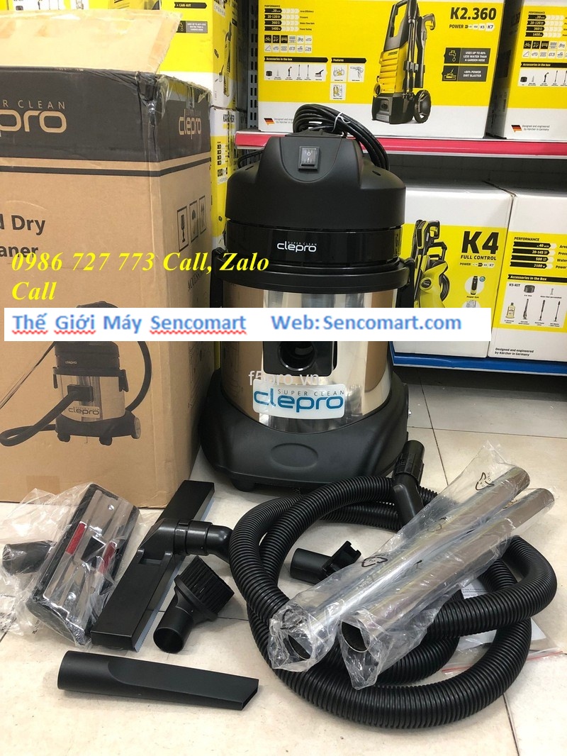Máy hút bụi công nghiệp 30L khô và ướt Clepro S130