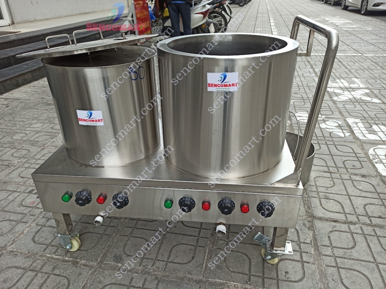 Nồi nấu phở đôi 50 lít, 30 lít có bánh xe di chuyển- nồi nấu bánh chưng siêu ngon SENCO-NN50D